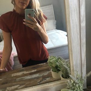 Express Sheer High Neck Polka Dot Blouse